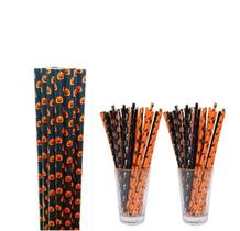 Canudos de Papel Halloween bebidas/ decoração kit com 50un Canudos de Papel Halloween bebidas/ decoração kit com 50un