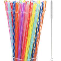 Canudos de Plástico Reutilizáveis 27,5cm com Escova de Limpeza Canudos de Plástico Reutilizáveis 27,5cm com Escova de Limpeza