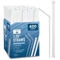 Canudos de plástico TenderGentle Descartable 400 Bendy 7,75 polegadas