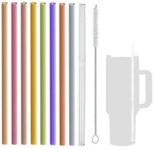 Canudos De Silicone Reutilizáveis, Pacote Com 9 Unidades E Escova De Limpeza Para Garrafas Stanley