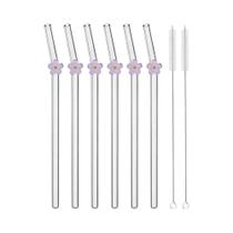 Canudos De Vidro Ecológicos Reutilizáveis Transparentes Para Smoothies E Coquetéis Com Escovas