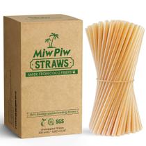 Canudos descartáveis de fibra de coco biodegradáveis - 200 peças Canudos descartáveis de fibra de coco biodegradáveis - 200 peças