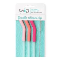 Canudos reutilizáveis Swig Life Blush + Coral+ Pink 35 cm com pincel Canudos reutilizáveis Swig Life Blush + Coral+ Pink 35 cm com pincel