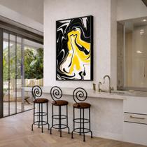 Canvas Abstrato Marmore Amarelo Preto 70x50cm Mold Branca Canvas Abstrato Marmore Amarelo Preto 70x50cm Mold Branca