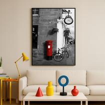 Canvas Rua PB e Vermelho 70x50cm Mold Branca