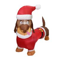 Cão de salsicha de Natal inflável de 5 pés de comprimento co Cão de salsicha de Natal inflável de 5 pés de comprimento co