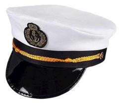 Cap Chapéu Capitão Quepe Ancora Marinha Marinheiro Fantasia Cor Branco Cap Chapéu Capitão Quepe Ancora Marinha Marinheiro Fantasia Cor Branco