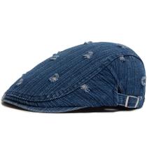 Cap Flat Gatsby Newsboy, jeans envelhecido, algodão para homens Cap Flat Gatsby Newsboy, jeans envelhecido, algodão para homens