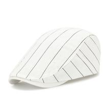 Cap Flat masculino listrado branco e preto de algodão ou jeans Cap Flat masculino listrado branco e preto de algodão ou jeans