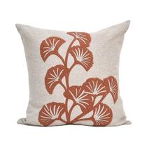 Capa 50x50 Linho com Aplique Ginkgo Boucle Terracota
