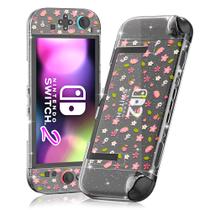 Capa acoplável Nintendo Switch 2 RHOTALL Clear Glitter Pink Capa acoplável Nintendo Switch 2 RHOTALL Clear Glitter Pink