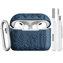 Capa AIRSPO Airpod Pro de 2ª geração em silicone azul meia-noite Capa AIRSPO Airpod Pro de 2ª geração em silicone azul meia-noite