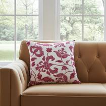 Capa Almofada 45 x 45 Tecido Algodão Estampa Floral Cor Vinho - Nallu Decor Capa Almofada 45 x 45 Tecido Algodão Estampa Floral Cor Vinho - Nallu Decor