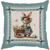 Capa Almofada 50x50 cm Linho Páscoa Florista C Capa Almofada 50x50 cm Linho Páscoa Florista C