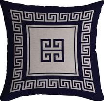 Capa Almofada 50x50 Linho Chave Grega Azul A Capa Almofada 50x50 Linho Chave Grega Azul A