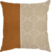 Capa Almofada 50x50 Linho e Aplique material sintético Ecológico Ikat Bege C