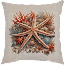 Capa Almofada 50x50 Linho Nautical Sea E Capa Almofada 50x50 Linho Nautical Sea E