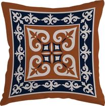 Capa Almofada 50x50 Linho Tiles Terracota e Azul A
