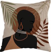 Capa Almofada 50x50 Linho Tropical Afro A Capa Almofada 50x50 Linho Tropical Afro A