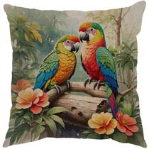 Capa Almofada 50x50 Linho Tropical Parrots B