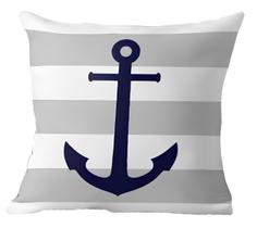 Capa Almofada Âncora Azul Navegação Marítima 50X50cm