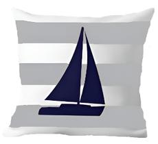 Capa Almofada Barco À Vela Azul Marítima Decorativo 50X50cm - Gici Decor