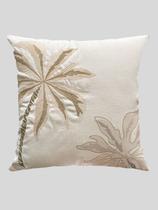 Capa Almofada Bordada Coqueiro Rústica Bege Cru 43cm Capa Almofada Bordada Coqueiro Rústica Bege Cru 43cm