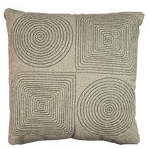 Capa almofada boucle bordada arabesco verde 50x50cm