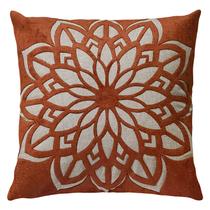 Capa Almofada Bouclé Linho Mandala 2 Terracota Areia 50x50