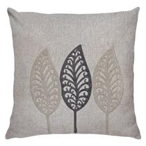 Capa Almofada Bouclé Linho Trio Folhas Cinza Areia Cru 30x50 Capa Almofada Bouclé Linho Trio Folhas Cinza Areia Cru 30x50