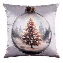Capa Almofada Cetim Bola de Natal Globo de Neve 43x43cm Capa Almofada Cetim Bola de Natal Globo de Neve 43x43cm