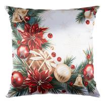 Capa Almofada Cetim Enfeites de Natal 43x43cm Capa Almofada Cetim Enfeites de Natal 43x43cm