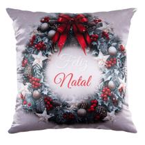 Capa Almofada Cetim Guirlanda de Natal 43x43cm Capa Almofada Cetim Guirlanda de Natal 43x43cm