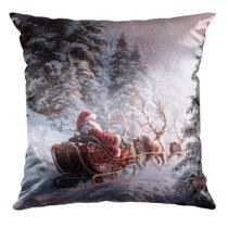 Capa Almofada Cetim Trenó de Natal 43x43cm