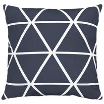 Capa Almofada Cinza/Branca Geometria Folhagem De Sarja 45x45