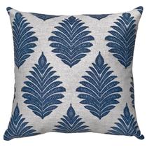 Capa Almofada De Linho Palmeira Brasão Geometria Azul 45x45 Capa Almofada De Linho Palmeira Brasão Geometria Azul 45x45