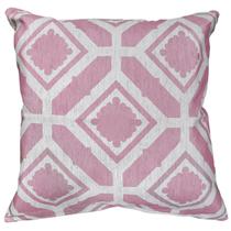 Capa Almofada De Linho Rústico Estampa Geometria Rosa 45x45