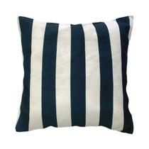 Capa Almofada Decorativa Listrado Azul e Branco 45x45