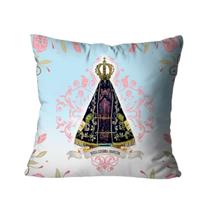 Capa Almofada Decorativa Nossa Senhora Aparecida Azul Claro