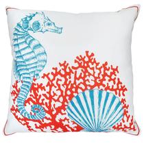 Capa Almofada Estampada Marítima Cavalo Coral Concha 45x45