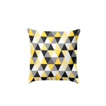 Capa Almofada Geometrica Preto Amarelo 40cm Facil Lavar 1un