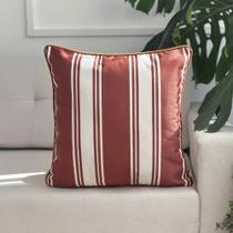 Capa almofada linhão branco listras terracota - 45 x 45 cm
