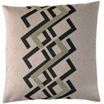 Capa almofada linho aplique boucle e estampa 45x45cm - verde