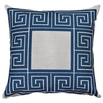 Capa Almofada Linho Azul Geometria Folhagem Natureza 43x43