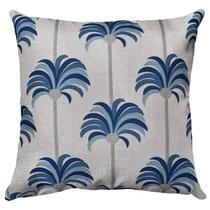 Capa Almofada Linho Azul Geometria Folhagem Natureza 43x43