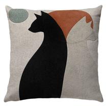 Capa Almofada Linho Bouclé Gatos Terracota Verde Bege 50x50