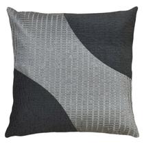Capa Almofada Linho Com Bouclé Renda Chumbo E Prata 45x45 Capa Almofada Linho Com Bouclé Renda Chumbo E Prata 45x45