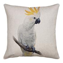 Capa Almofada Linho Estampada Aves Passarinhos Pássaro 43x43