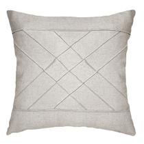 Capa Almofada Linho Faixa Drapeada Costura Luxo Areia 50x50