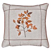 Capa Almofada Linho Floral Folhas Terracota Drapeada 45x45